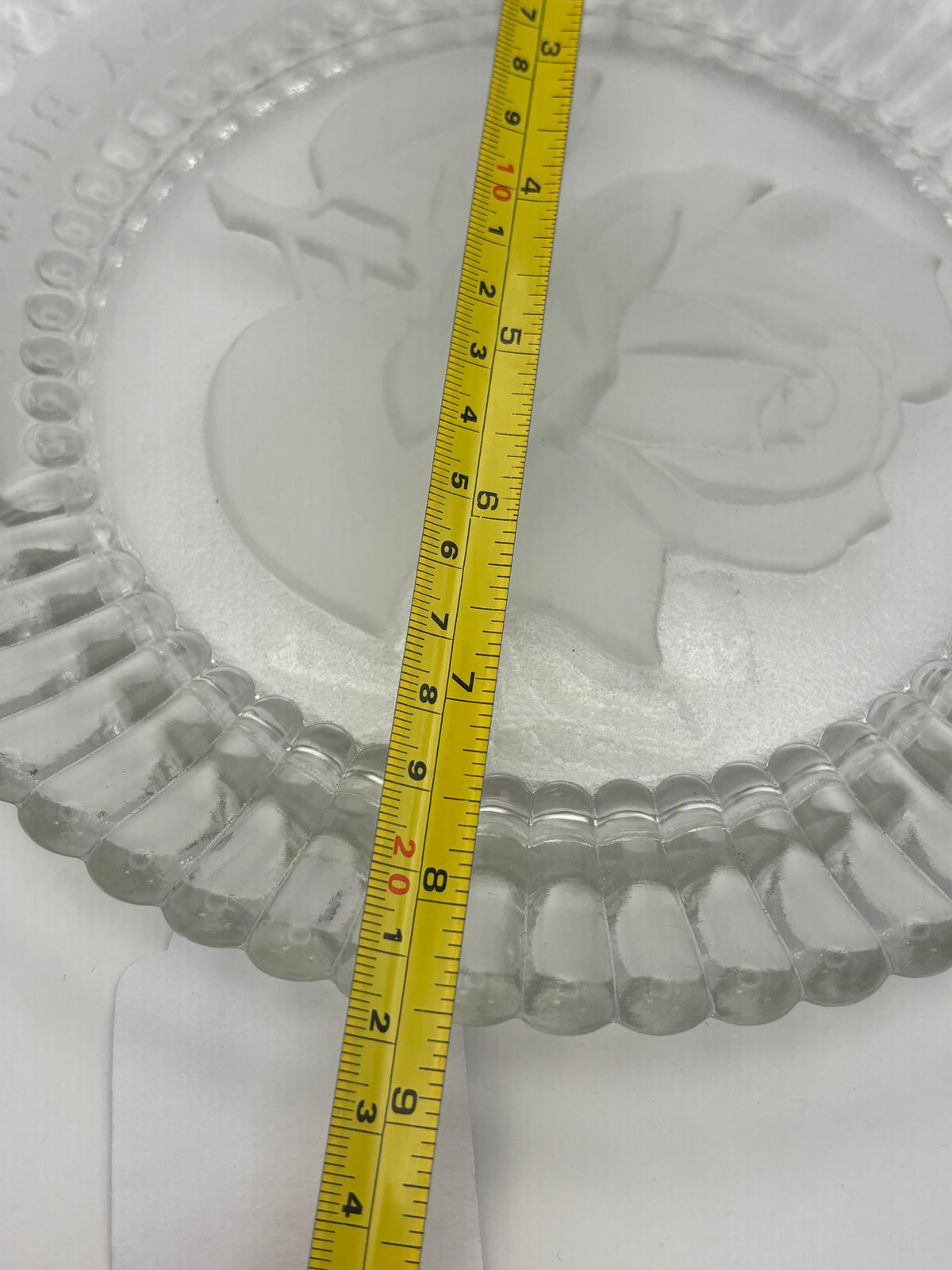 Vintage Pressed Glass Sculpted Rose Birthday Plate