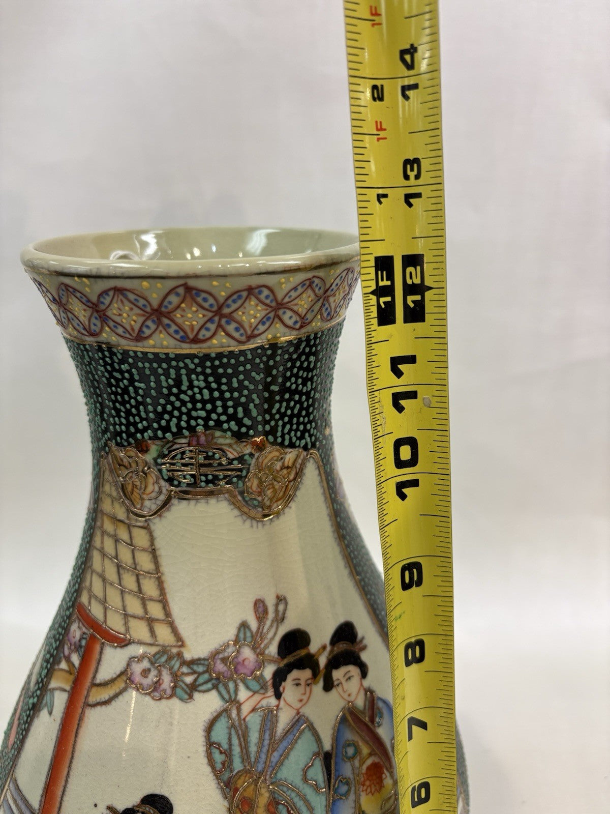 Vintage Chinese Porcelain Hand-Painted Vase 12” Beautiful Design