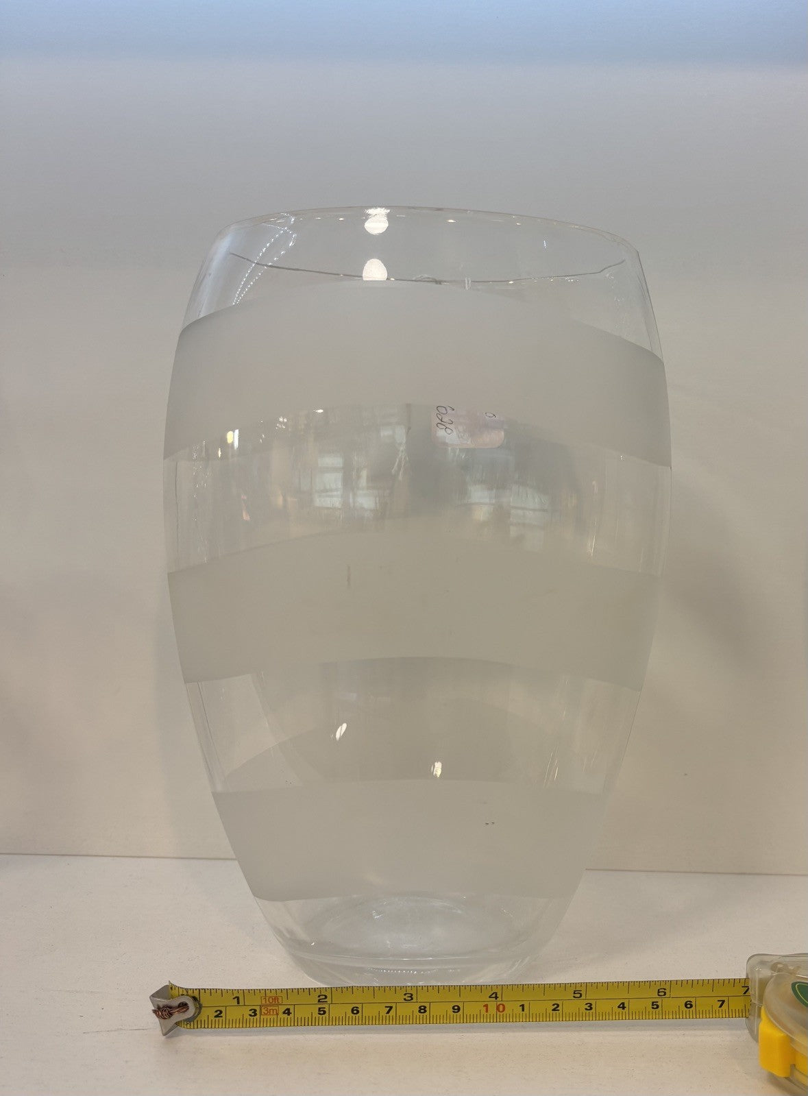 Vintage Frosted And Clear Glass Vase
