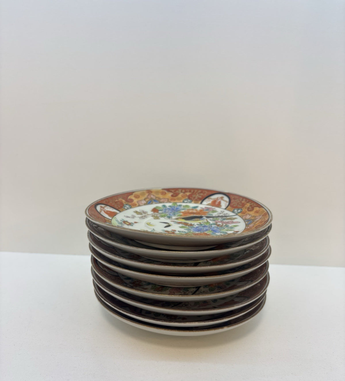 Antique Japanese Set of 4 plates with 8 tea sets Porcelain Hand Painted