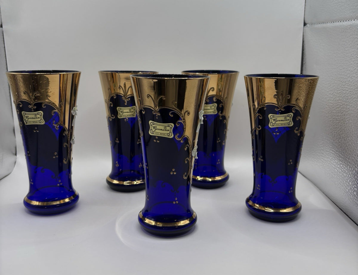Bohemia Decorative Jar with A Set of 6 Glasses for Home Decor Made In Czech Rep