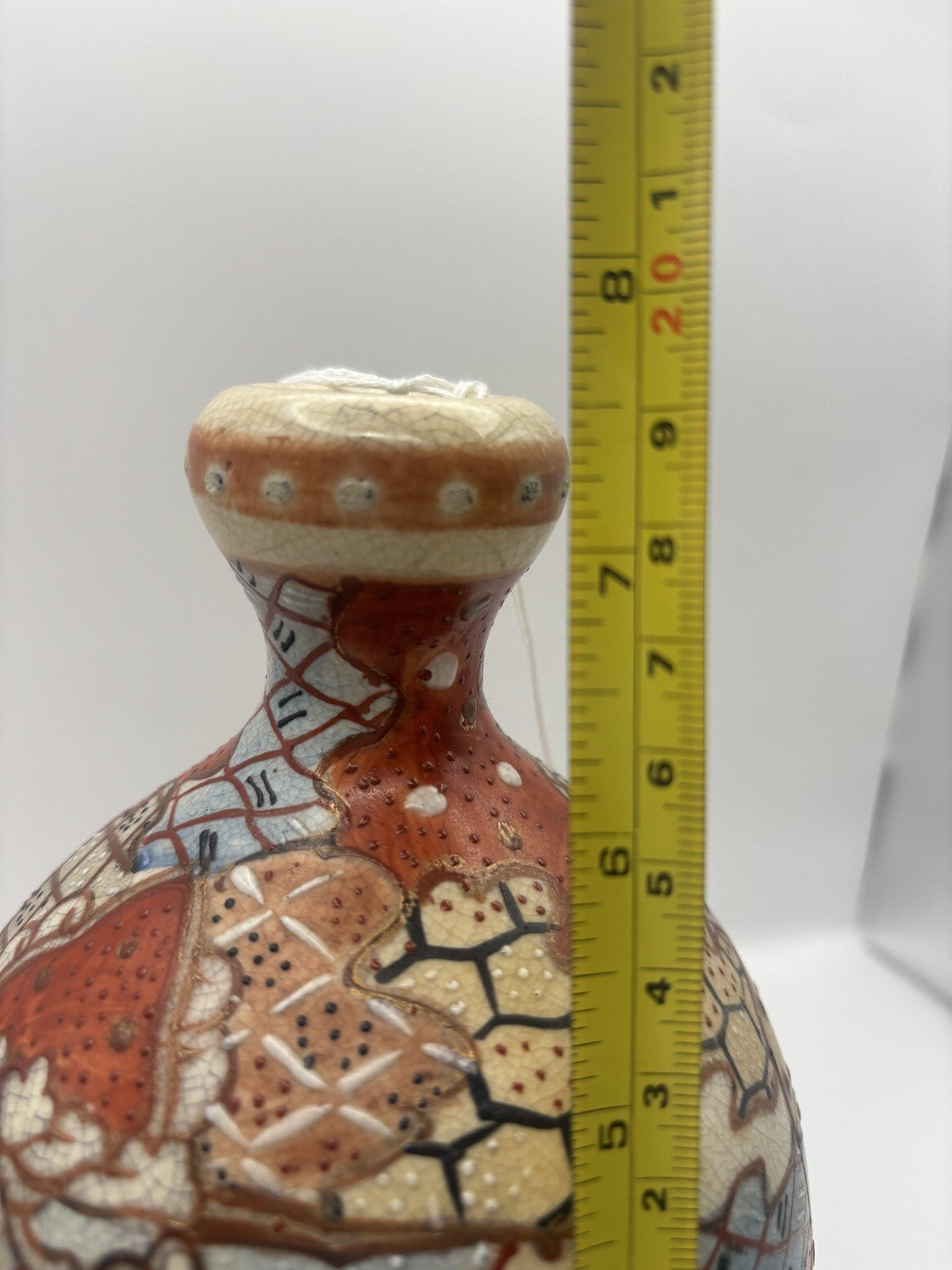 Japanese Satsuma Gourd Vase Meiji Period Hand Painted Signed