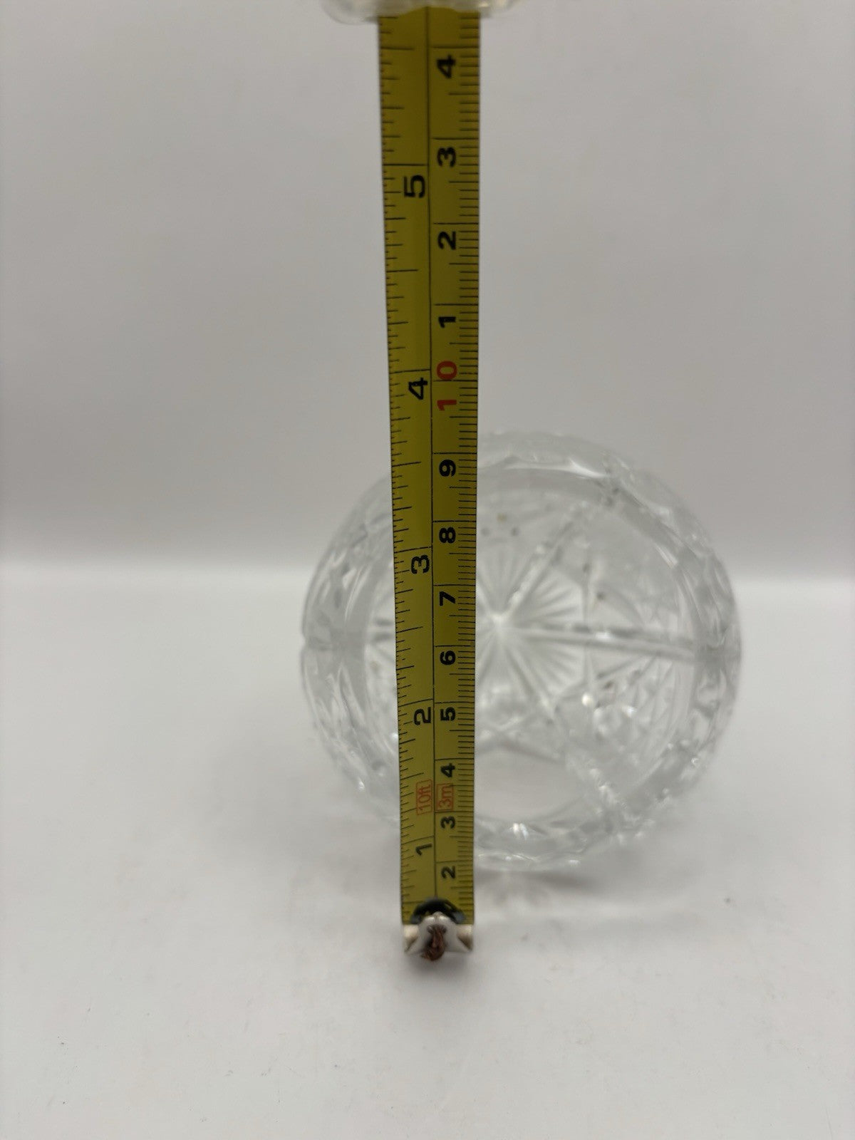 vintage clear cut crystal bowl intricate geometric pattern hand made