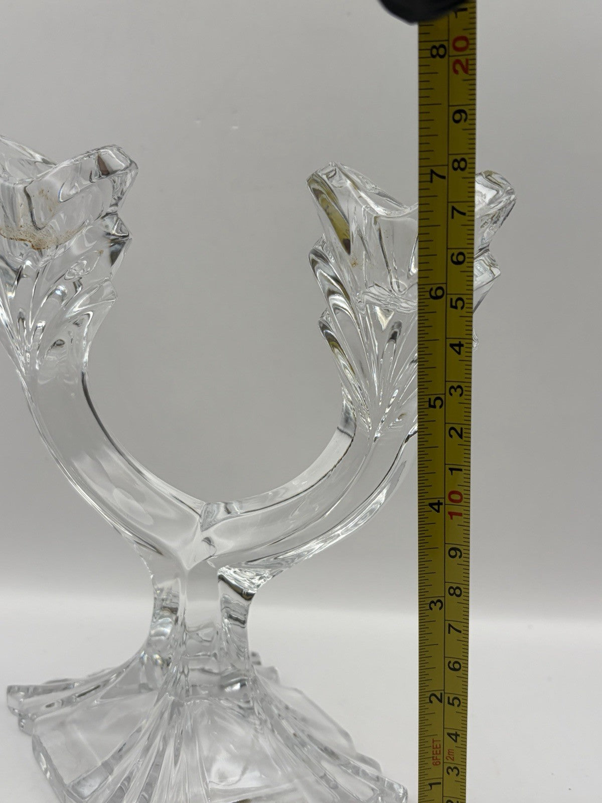 vintage lead crystal double-arm taper candle holder sleek U-shaped silhouette
