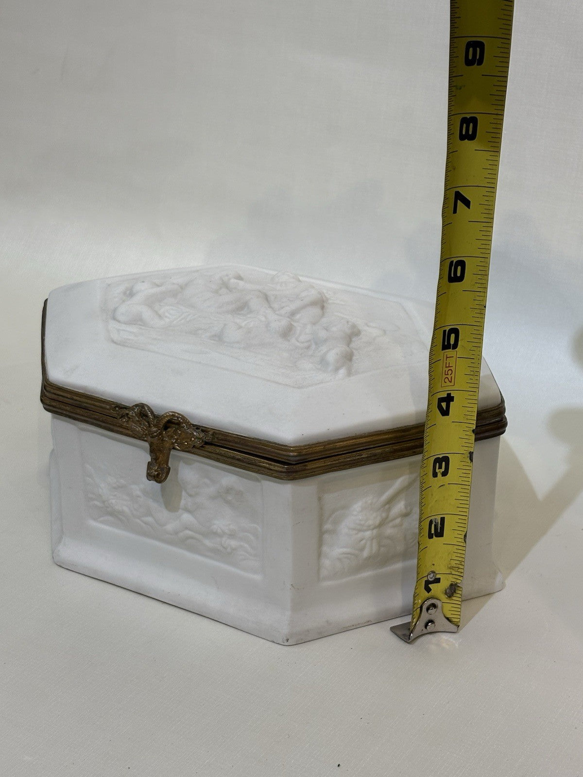 Sevres Antique Porcelain Hand Painted Jewelry Trinket Box Signed