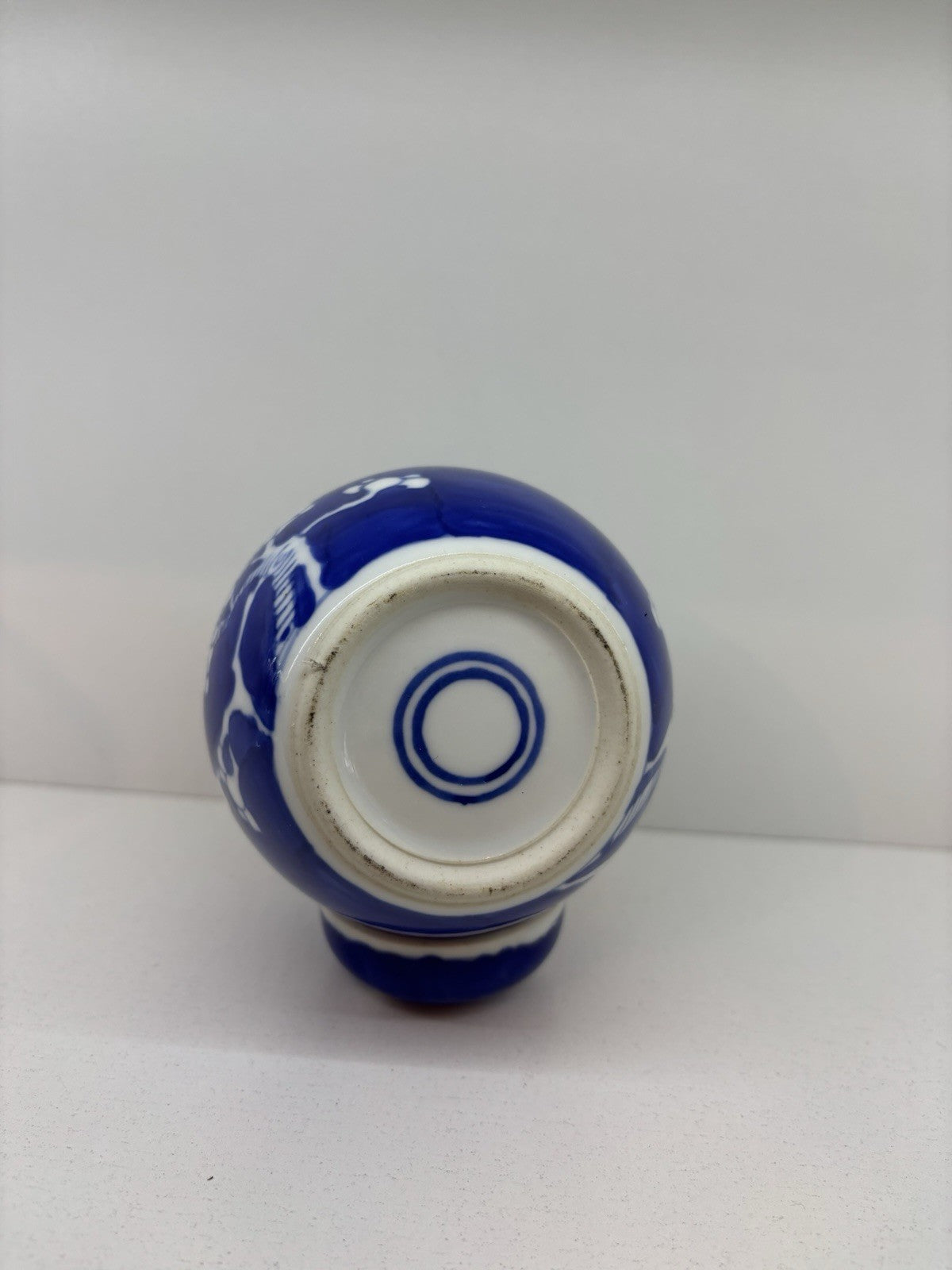 Antique Chinese Porcelain Prunus Ginger Jar Blue and White Blue 4” inches tall