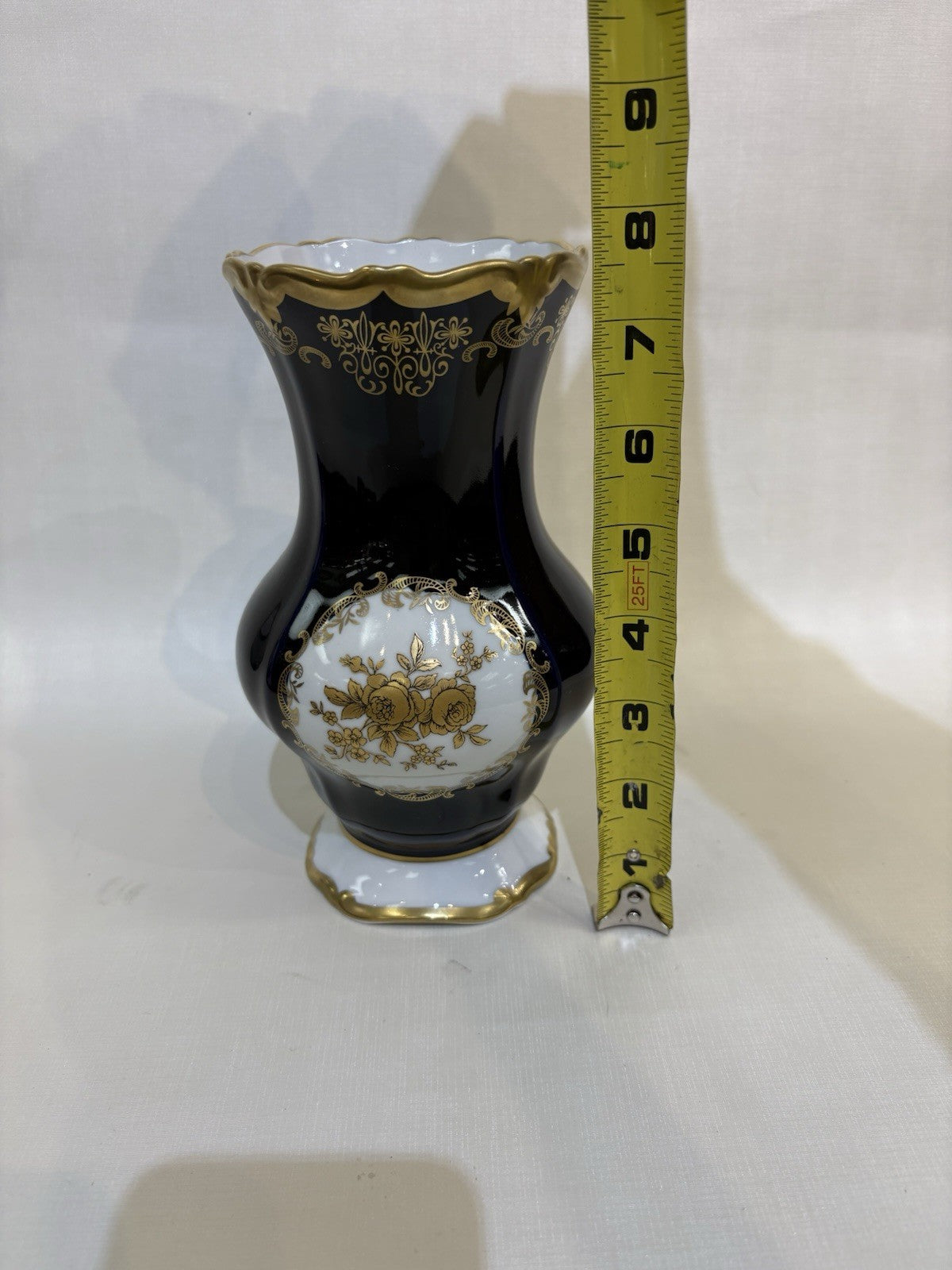 Vintage Weimar Porzellan Echt Kobalt (Genuine Cobalt) Porcelain Vase Germany 7.8