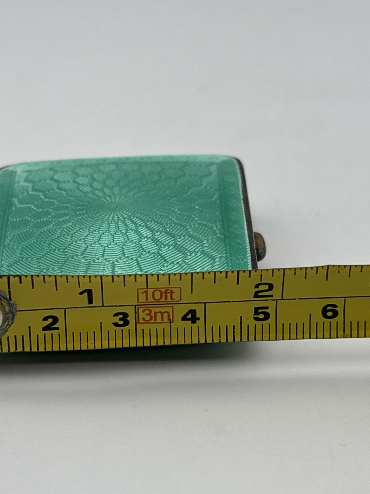 Vintage English 1931 Silver Guilloche Enamel Compact with Mirror