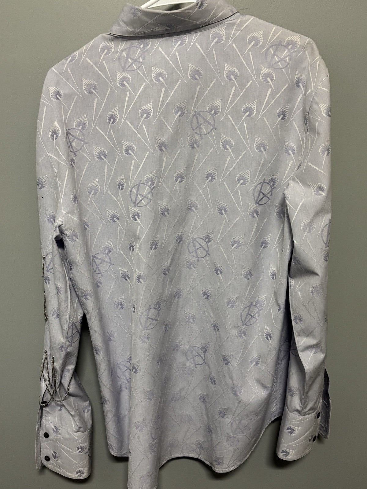 Versace light purple Men Shirt with Chains On The Side Size 50 Vintage
