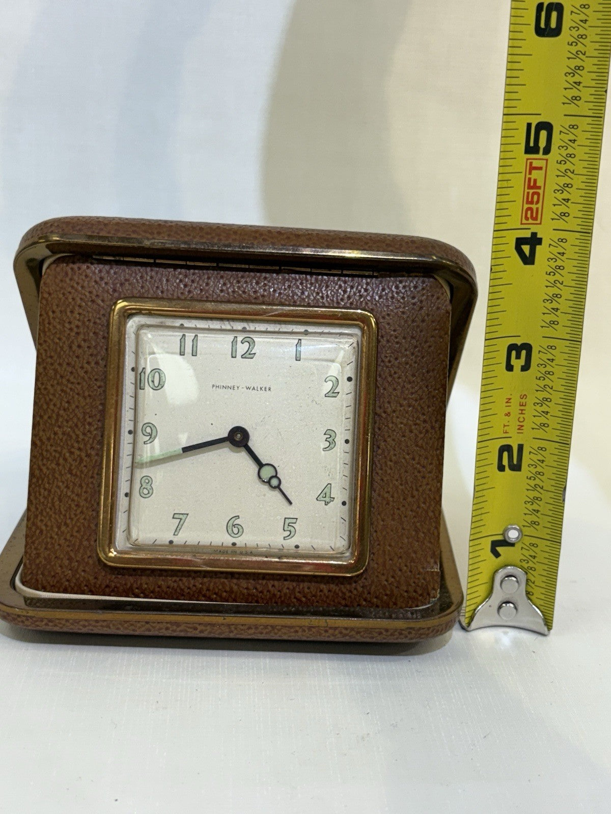 Phinney Walker Travel Alarm Clock 1950s/1960s Germany Rhinestone Edge Functional