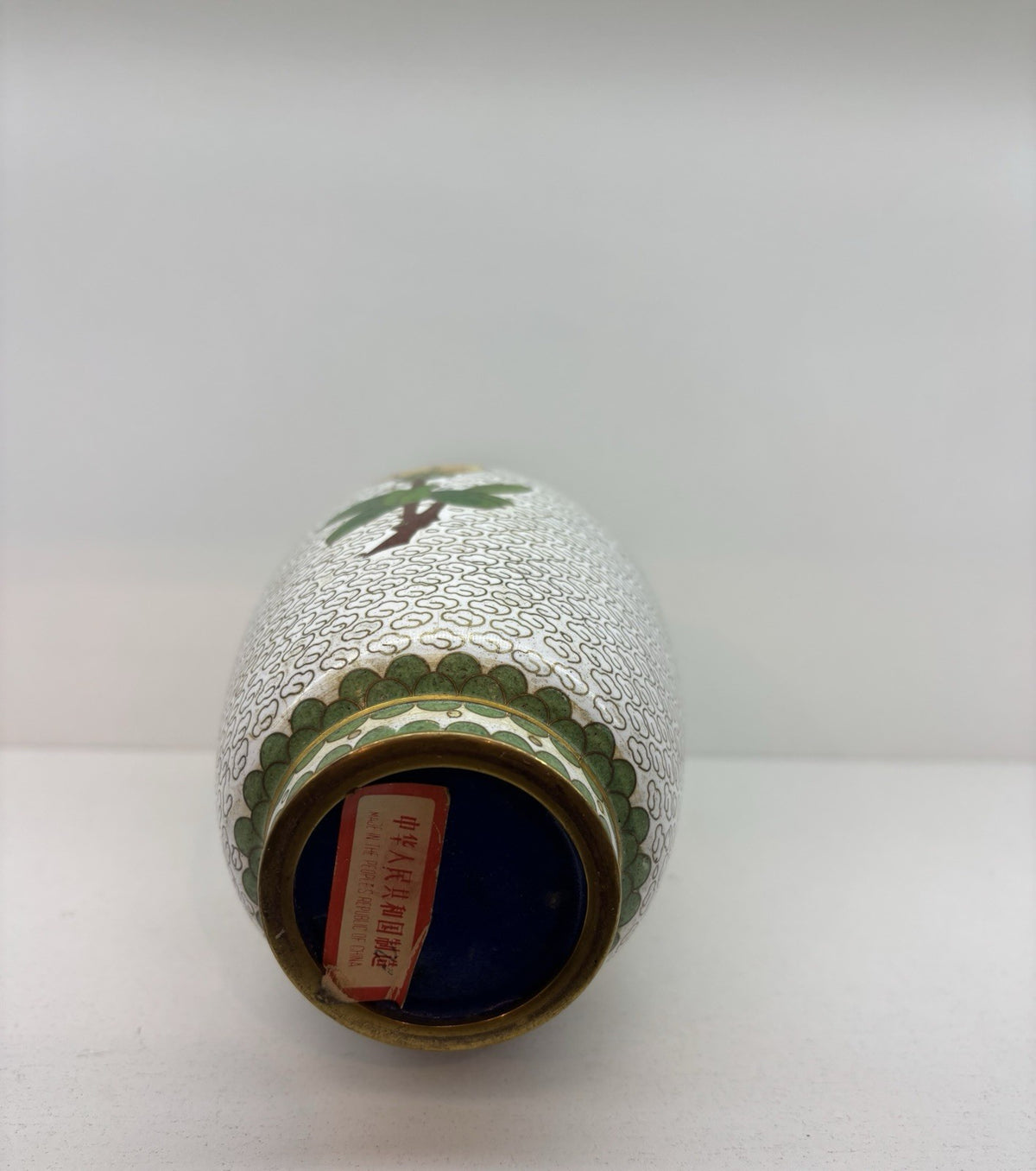Cloisonné Enamel Vintage Vase With Floral Design 7.5” Inches Tall