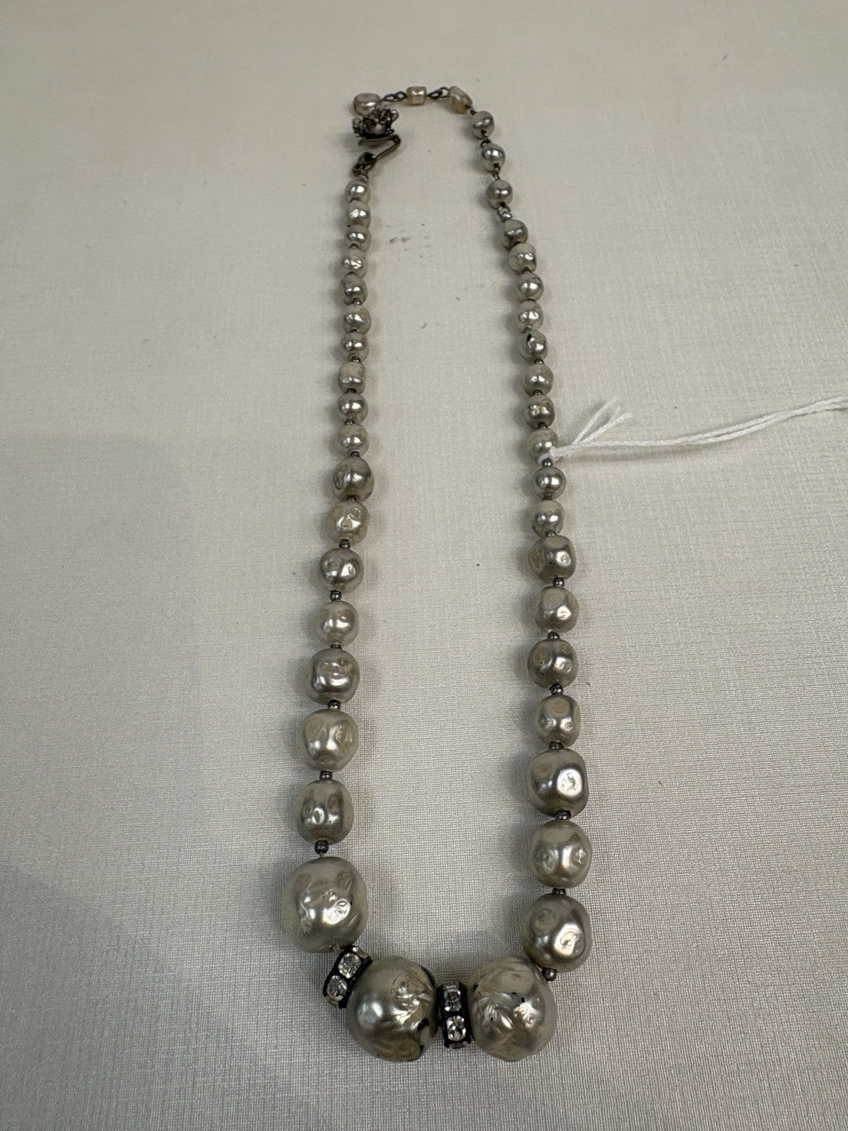 Vintage Miriam Haskell Daux Baroque Pearl Necklace with Sterling Silver