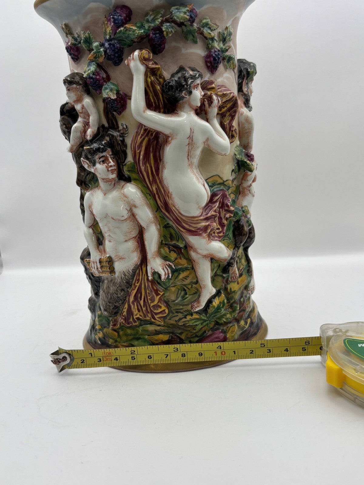 vintage capodimonte Italy porcelain tumbler vase Angels hand painted