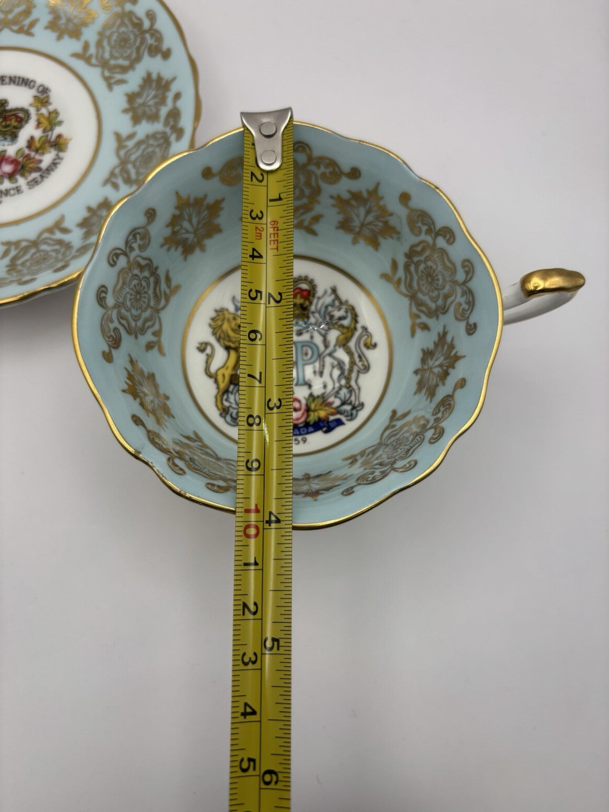 Vintage Paragon teacup and saucer set commemorating the 1959 St. Lawrence Seaway