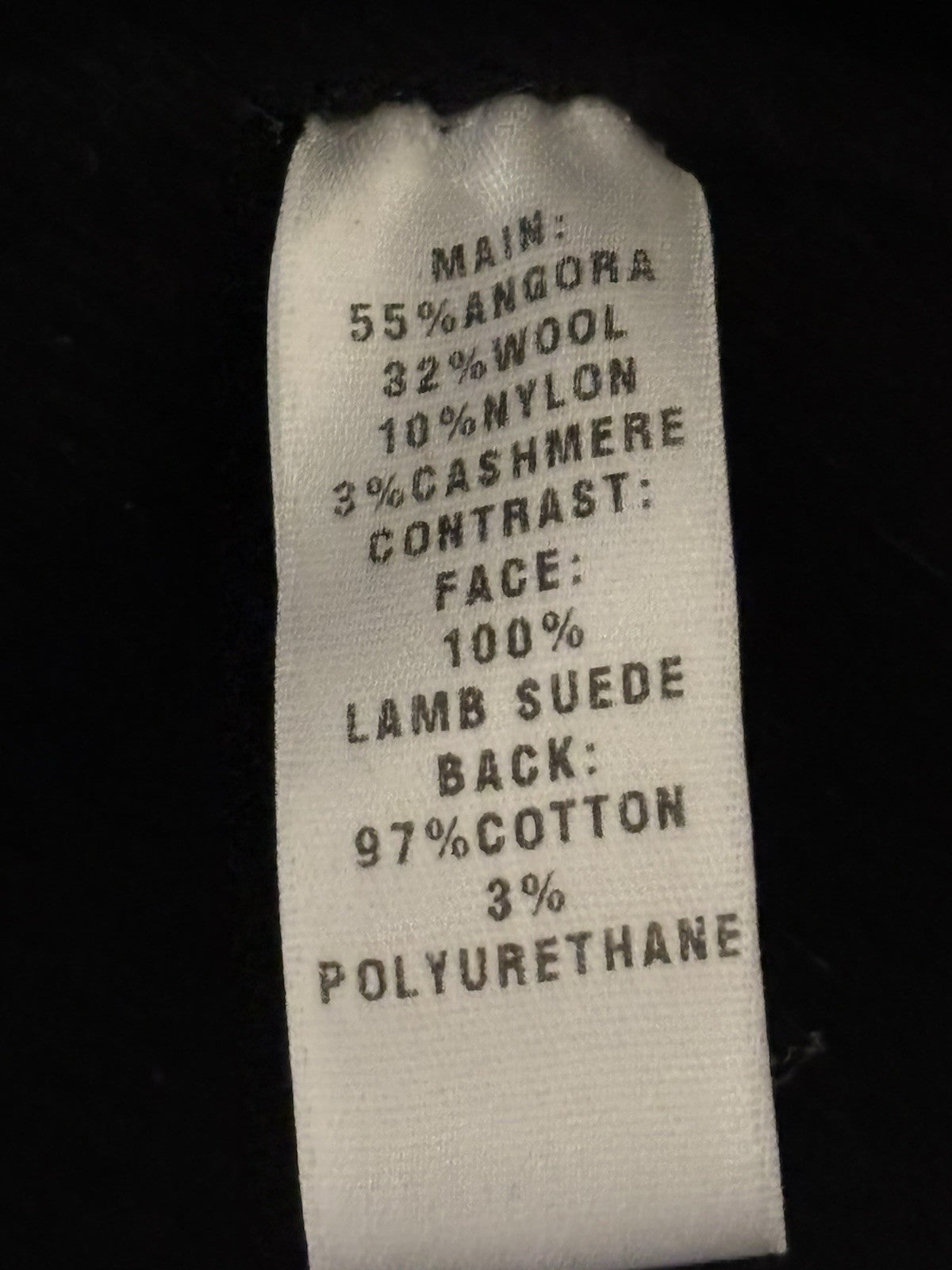 Black St. John Caviar Angora Wool Cashmere Coat with a leather-look collar