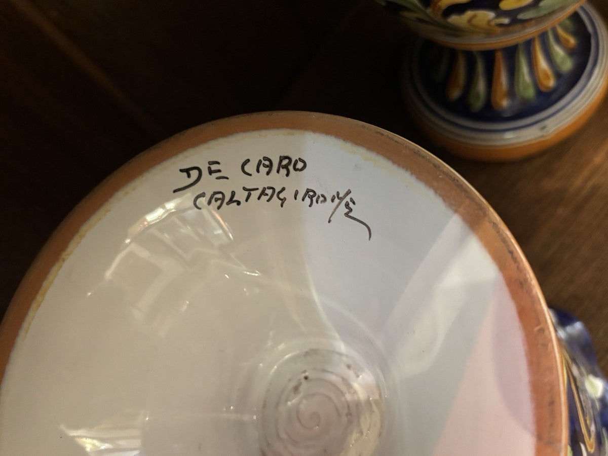 De Caro caltagiroye Ceramic Pottery Vase 9.5 Hand painted made in Italy