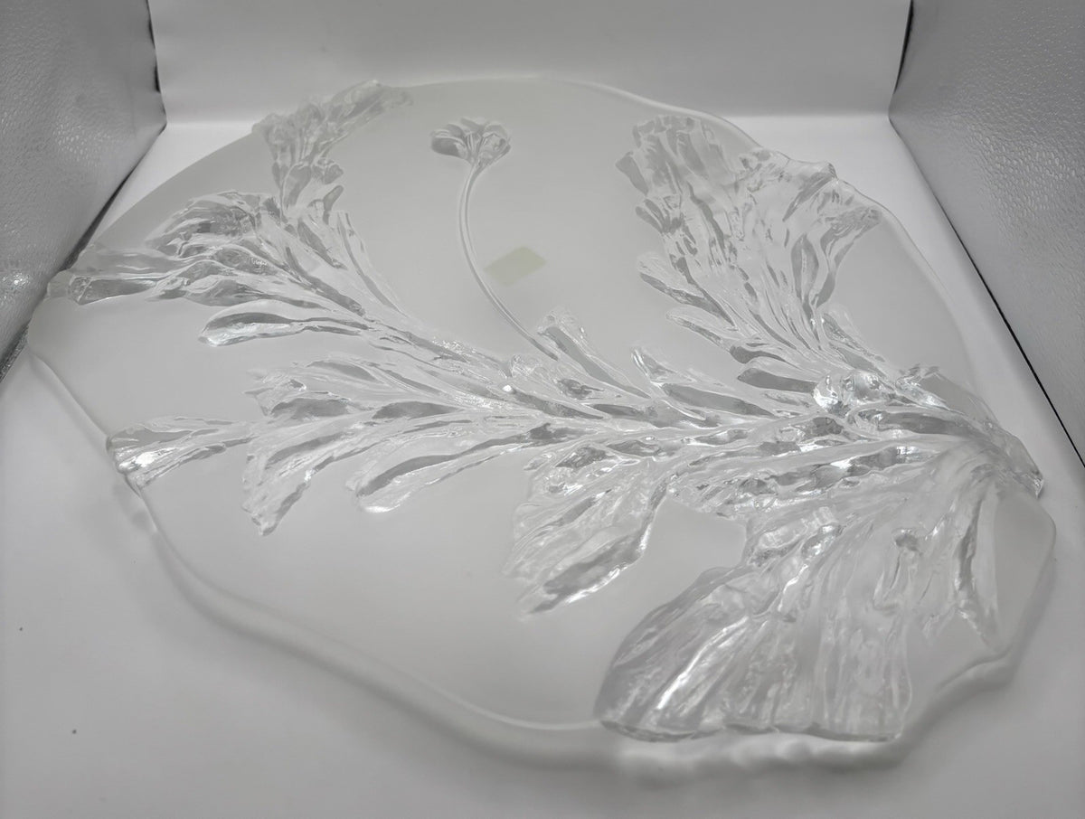 Vintage Carved Crystal Clear Mikasa Serving Bowl W Crystal Display Platter