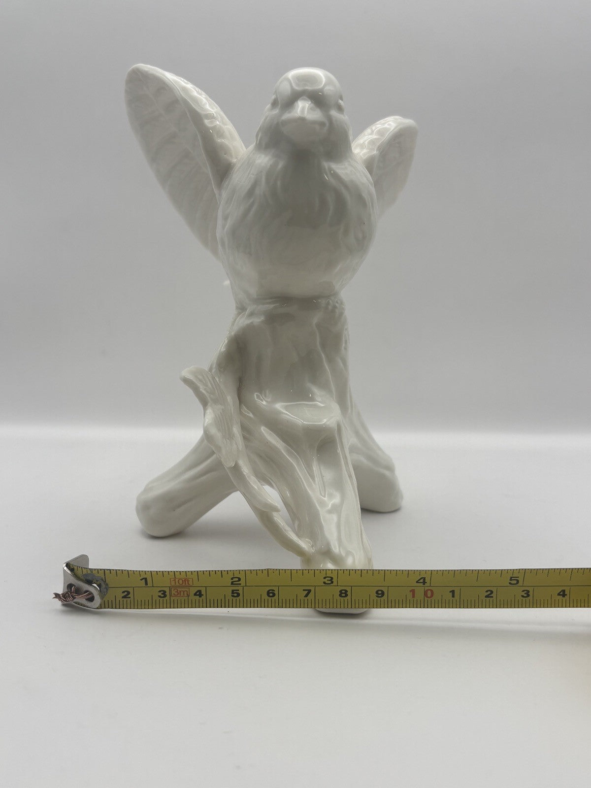 Beautiful Vintage Ceramic White Bird Flying on a branch