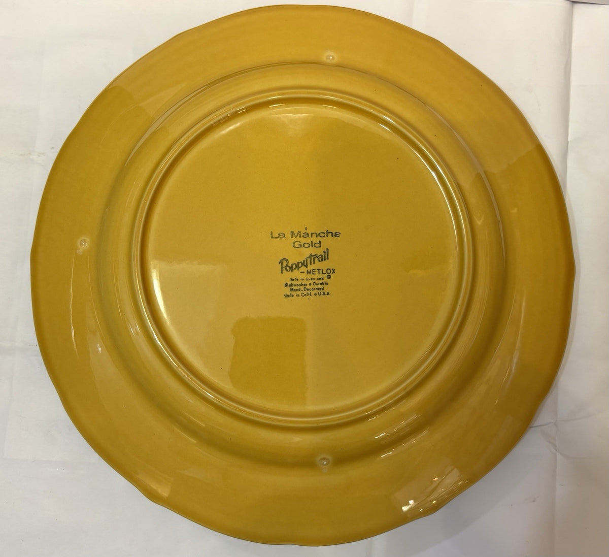 Vintage La Manche Gold Popputrail - METLOX Set Of 3 Plates Made In Usa 10.5