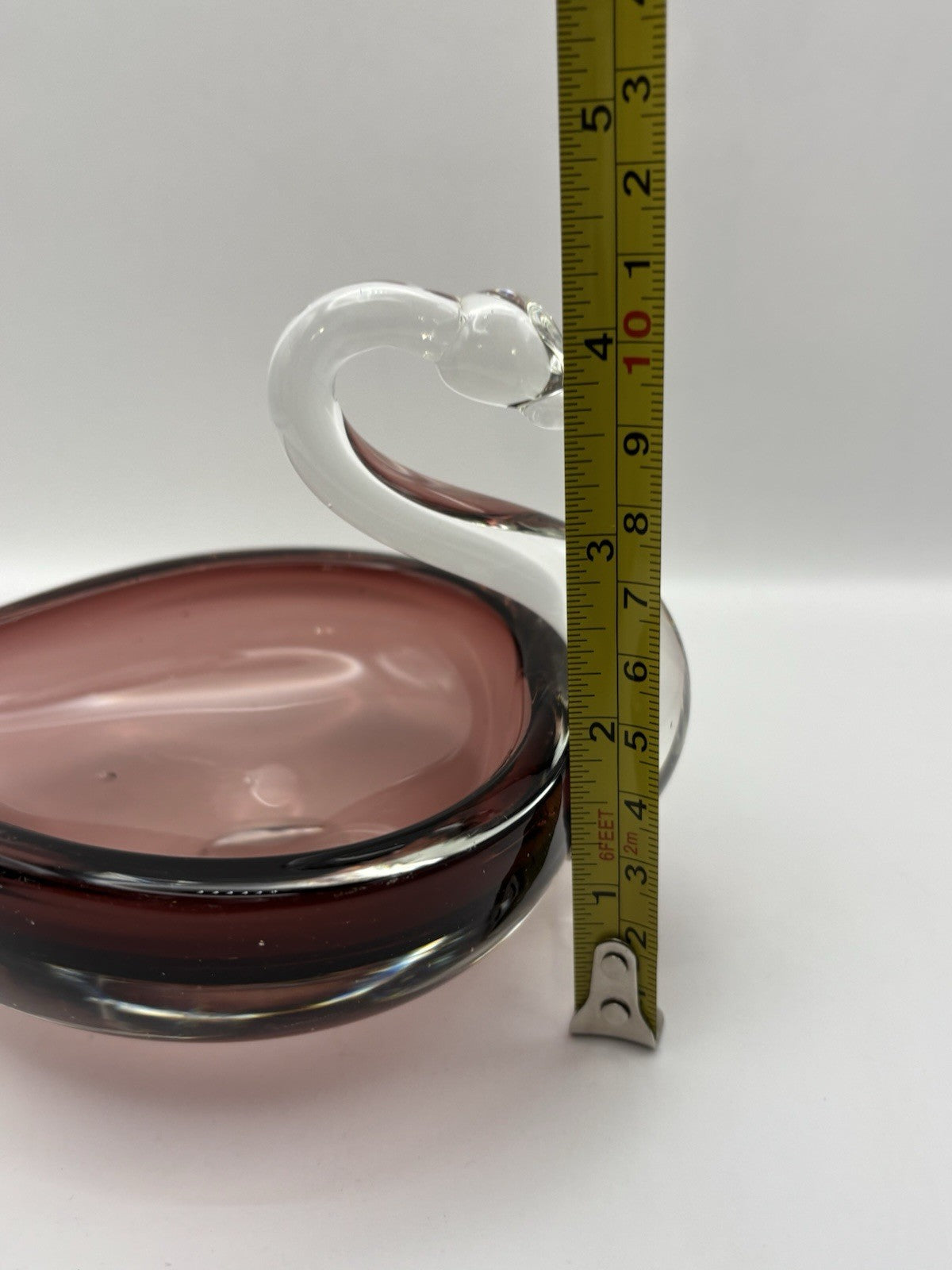 Vintage Duncan & Miller Ruby Red and Clear Art Glass Swan Candy Bow Dish