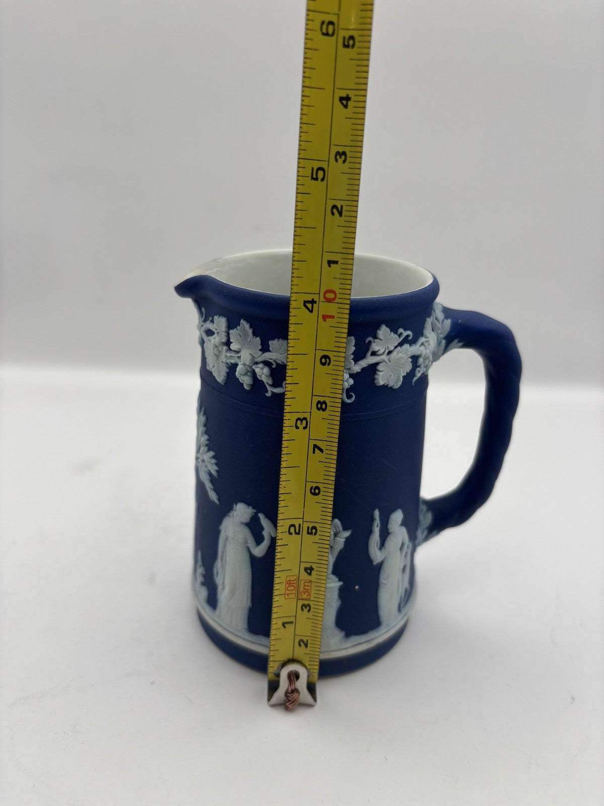 Antique Wedgwood Jasperware Cobalt Blue Pitcher 4 Inches Tall Made In England
