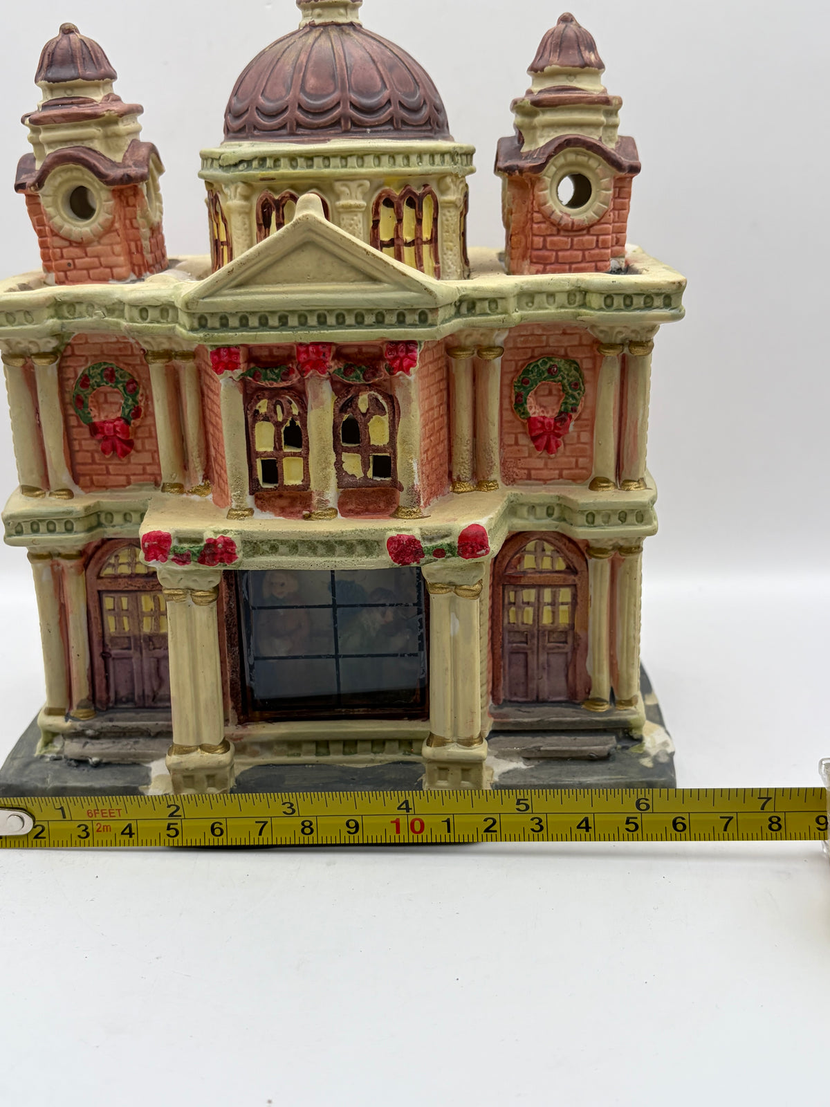 Ceramic Christmas Village House Building, Painted 3D Effect, Multicolor 8x6x4"
