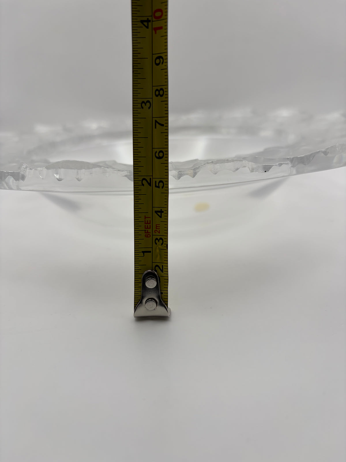 Lalique Clear Glass Floral Scalloped Rim Round Decorative Bowl 10.8