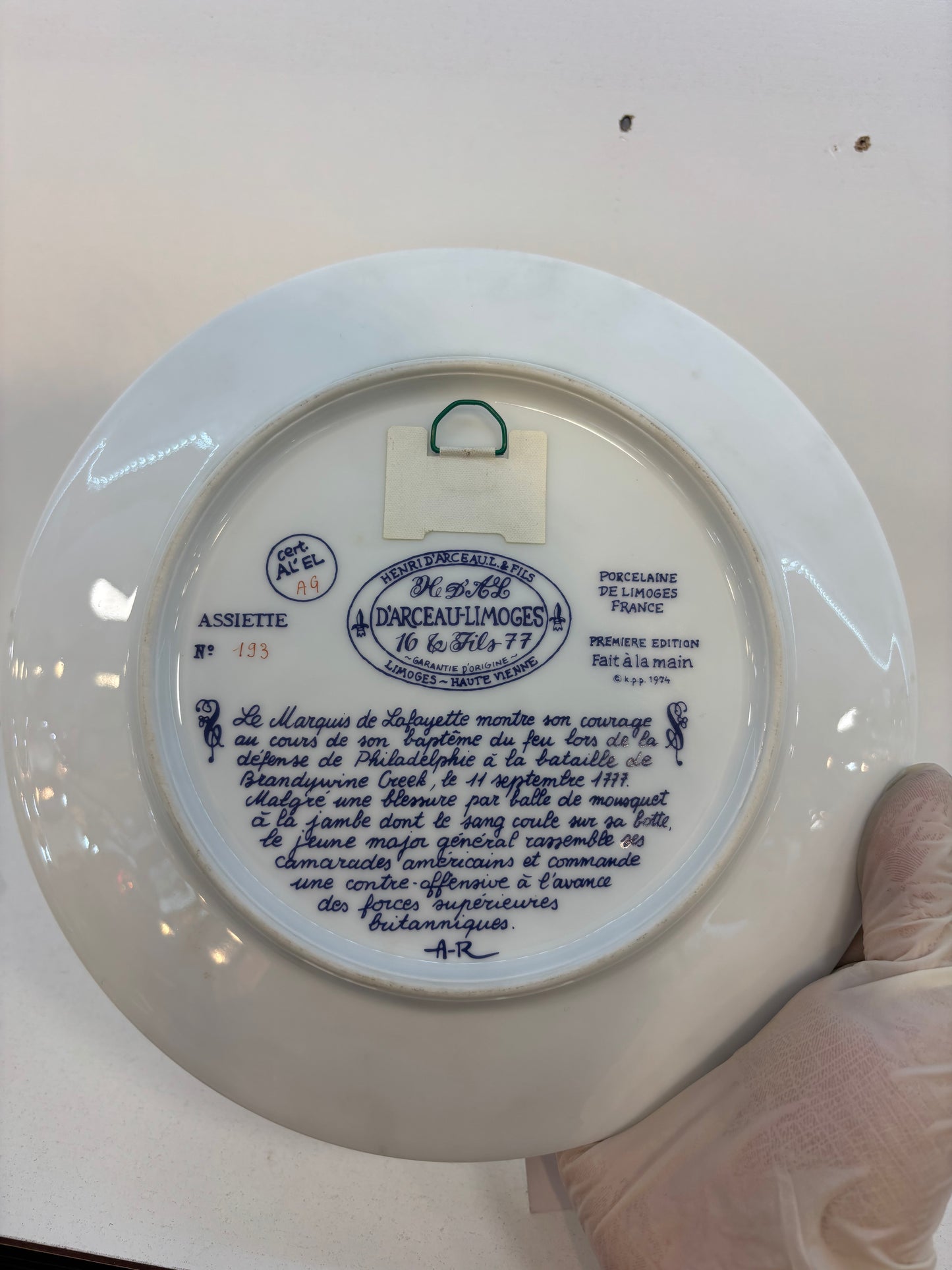 7 LIMOGES Porcelain Décor Plate Lafayette Legacy Collection -The Siege at Yorktown
