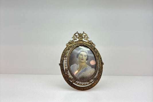 Antique French Miniature Pair Portrait Paintings Framed & Signed