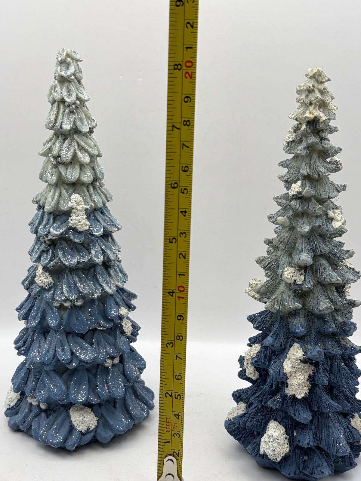 Artificial Resin Christmas Tree Figurines Set of 2 Blue/White/Gray 8"
