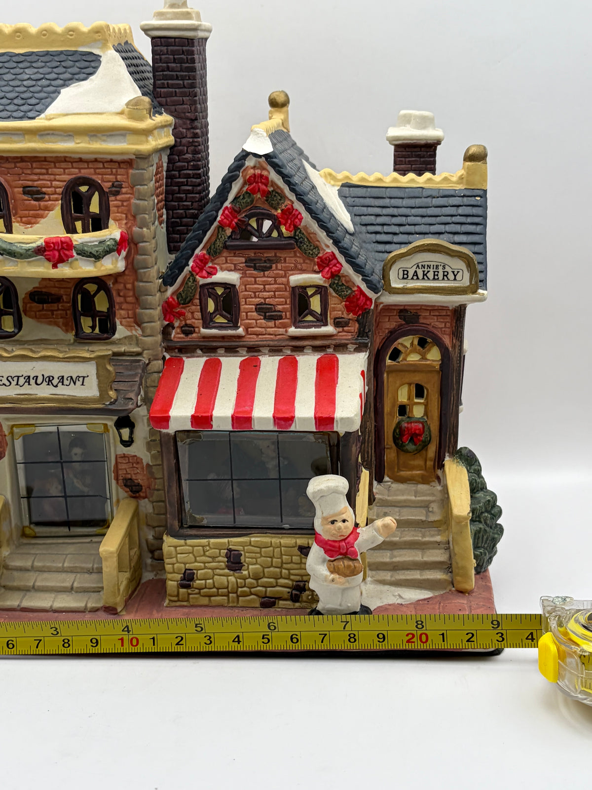 Christmas Village Bakery & Restaurant House, Ceramic Painted Chef, 9.5 x 8.75"