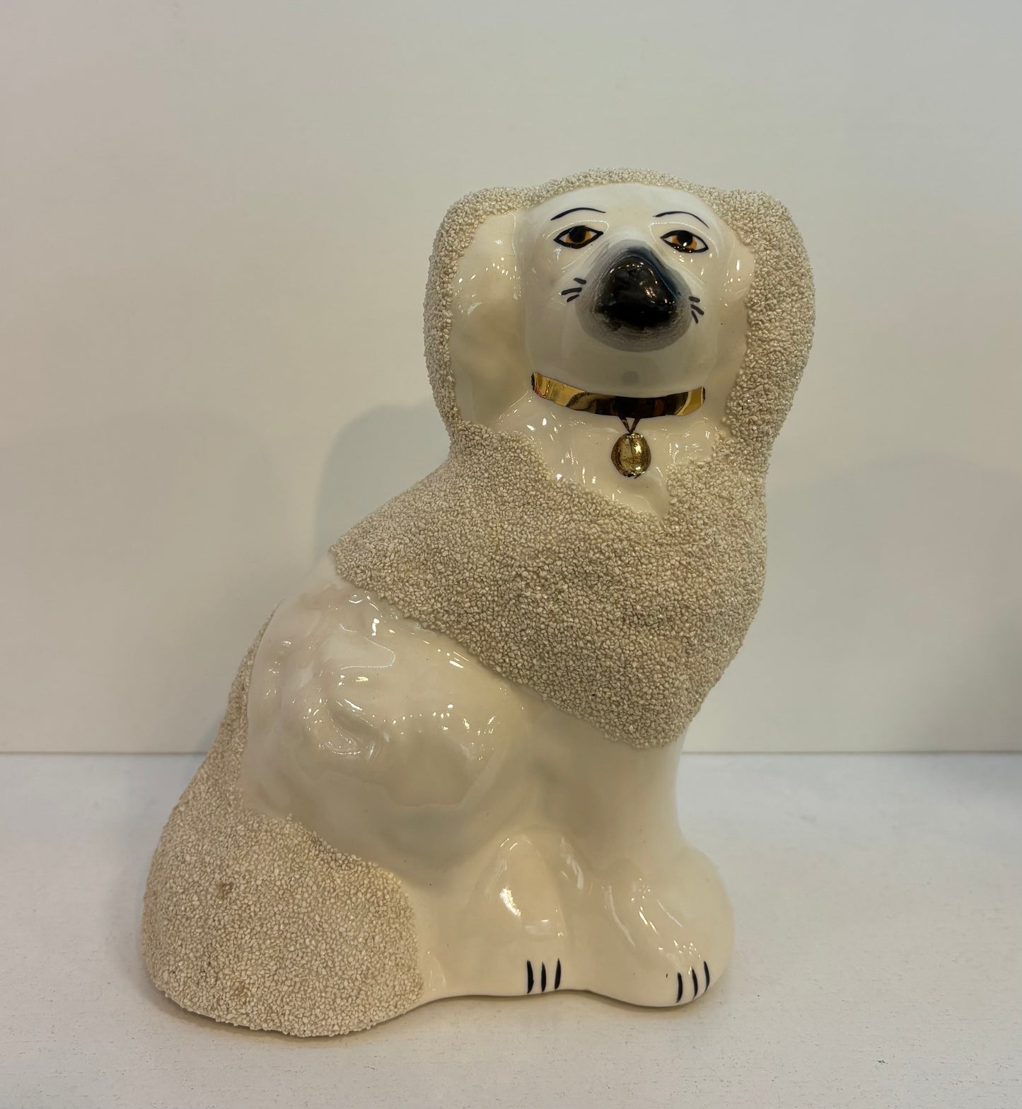 XL 13|5/8" Staffordshire Confetti Poodle Figurines Made In Italy, Staffordshire Style Mantle Dogs, Traditional Mantle Decor