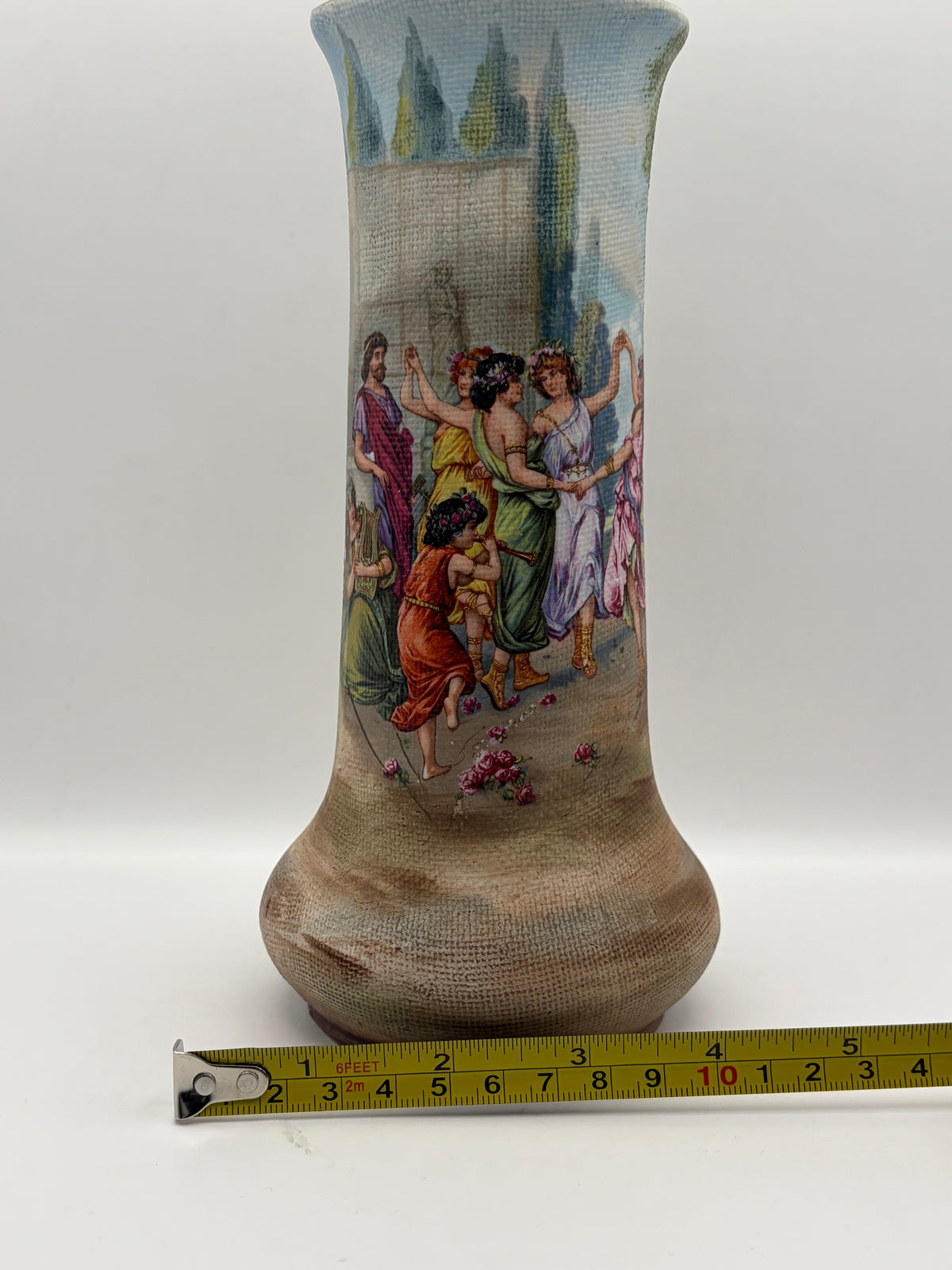 Antique G & H Germany Scenic Porcelain Tapestry Vase, Hand Painted