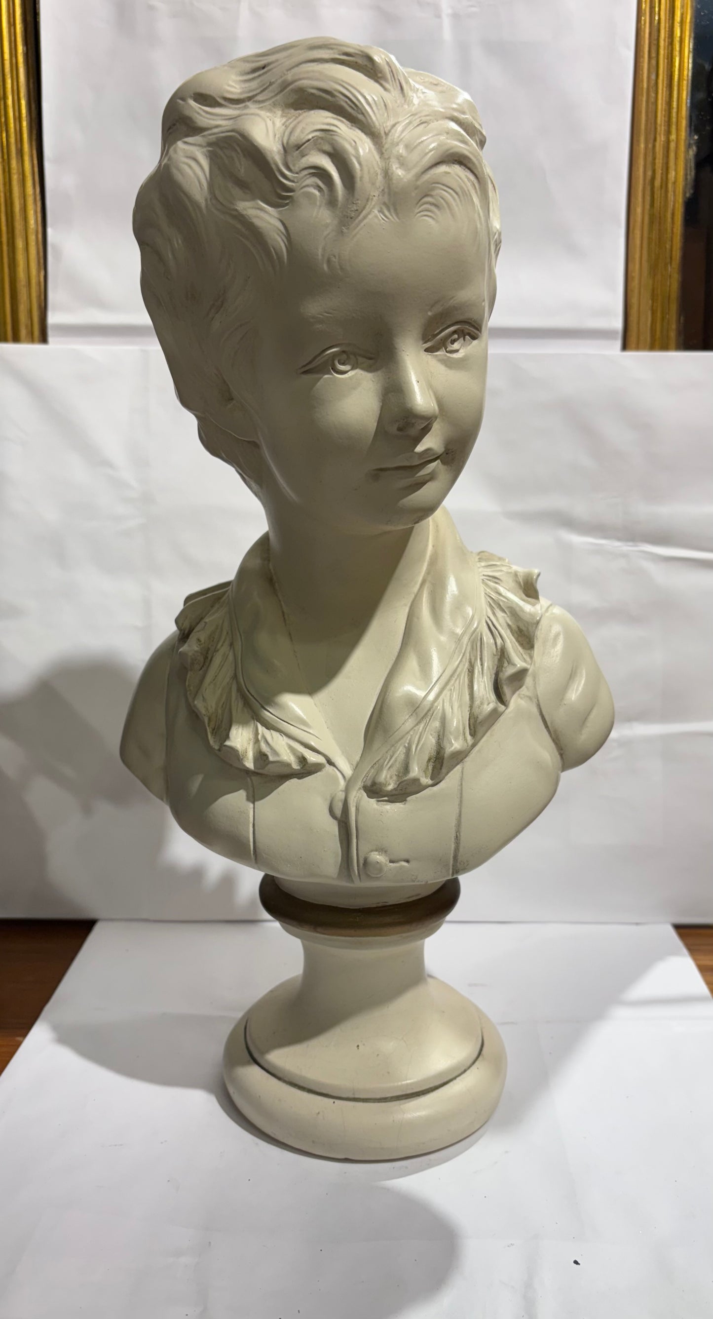 Vintage French Bust Houdon Sculpture Boy Tall 16.5 Neoclassical