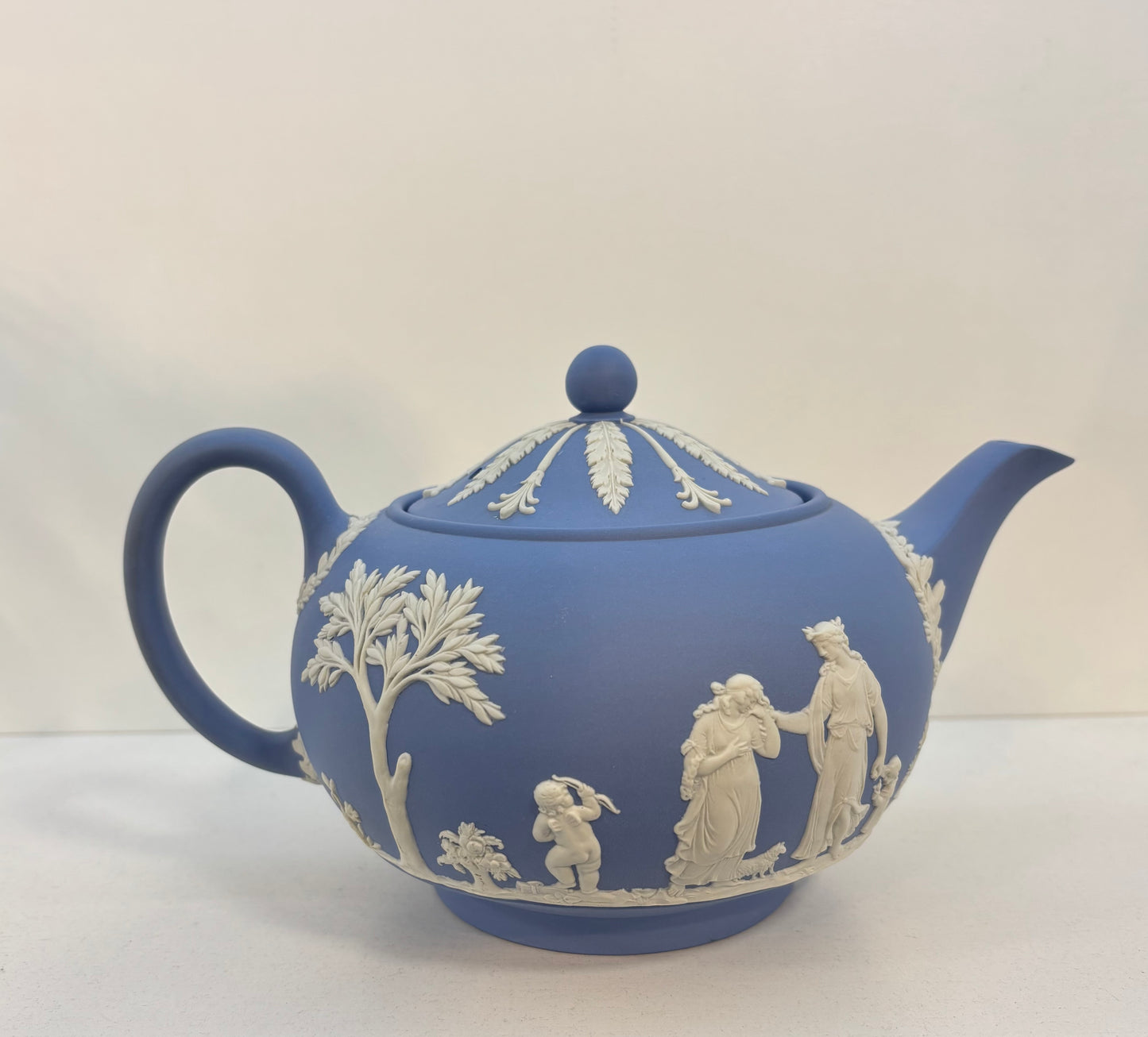 Vintage Blue Wedgwood Jasperware Coffee Pot / Teapot SET