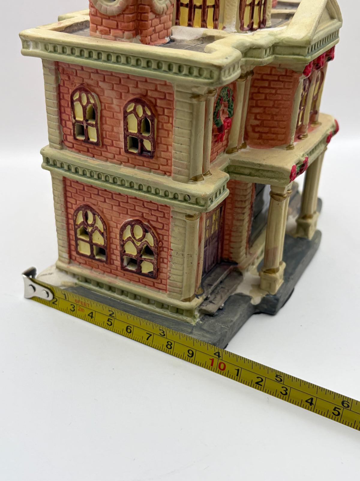 Ceramic Christmas Village House Building, Painted 3D Effect, Multicolor 8x6x4"