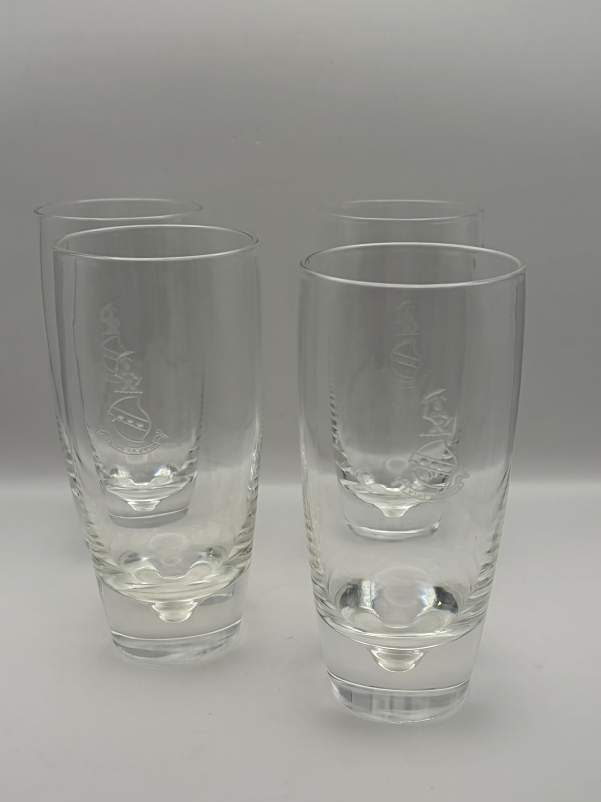 Steuben Set of 4 Clear Etched Sailing Ship Highball Drinking Glasses 6 in