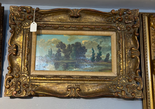 Antique oil painting gold frame impressions of nature.