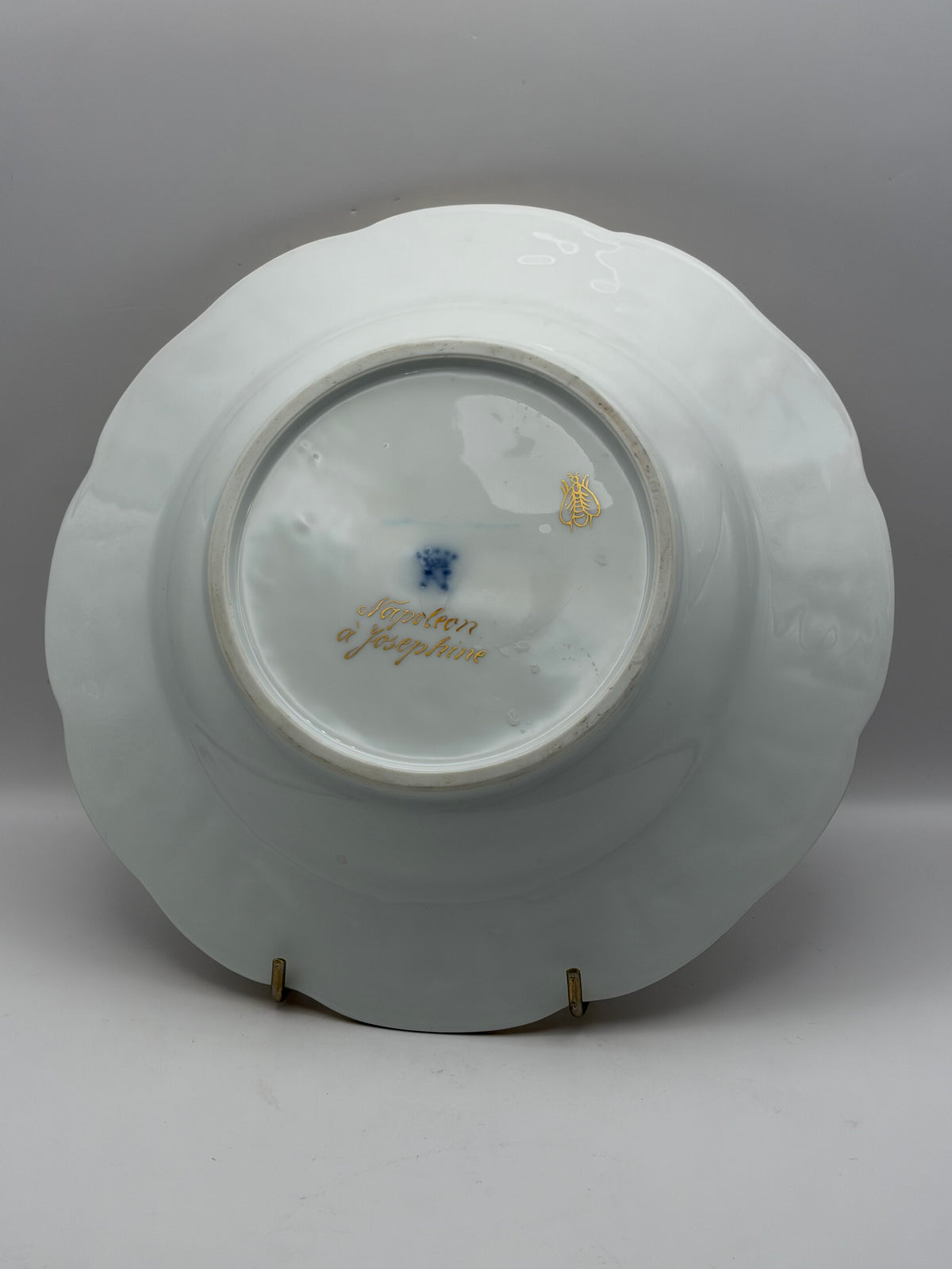 White Porcelain Plate Napoleon & Josephine Coat of Arms Gold Trim 10” Round capodimonte