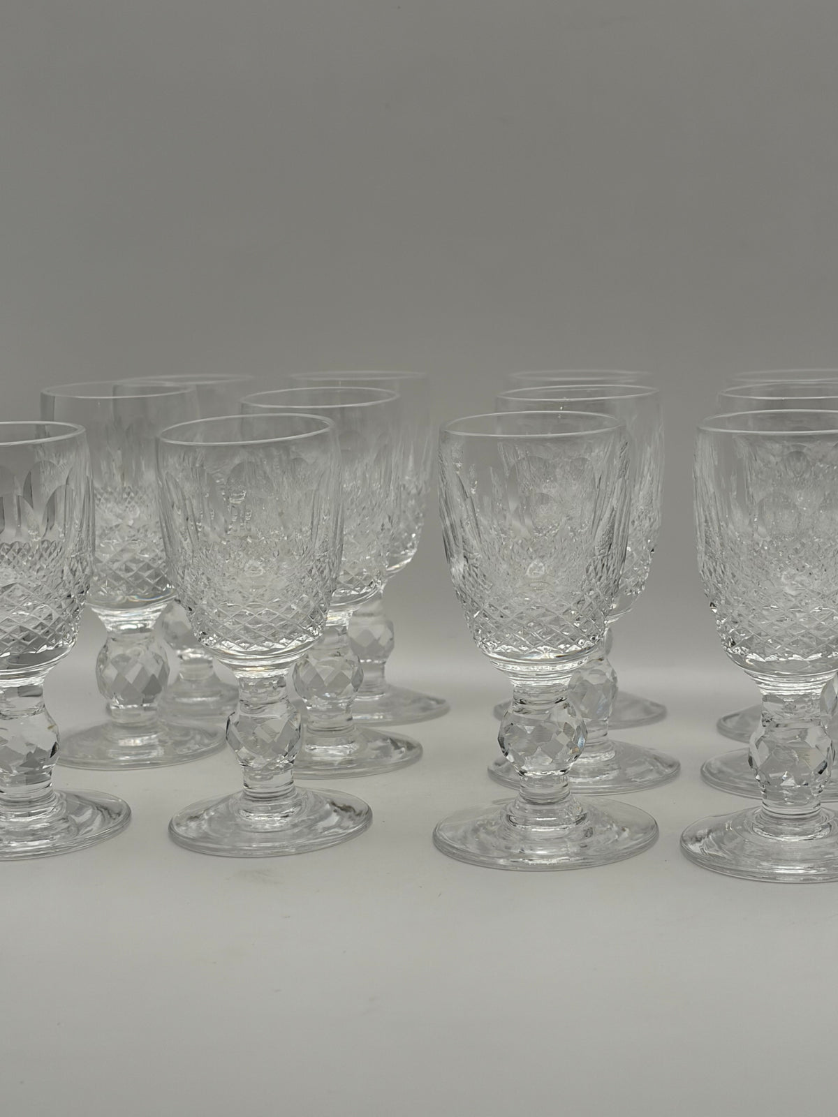Waterford Set of 8 Clear Cut Glass Water Goblets Etched Decorated 6.5 in, Service 8