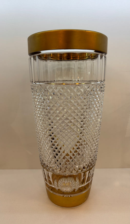 Crystal vase with 24k gold top+ bottom