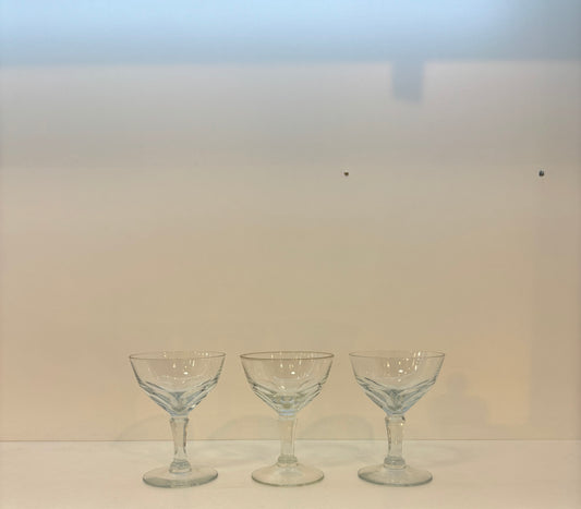 Set of 3 champagne coupes.