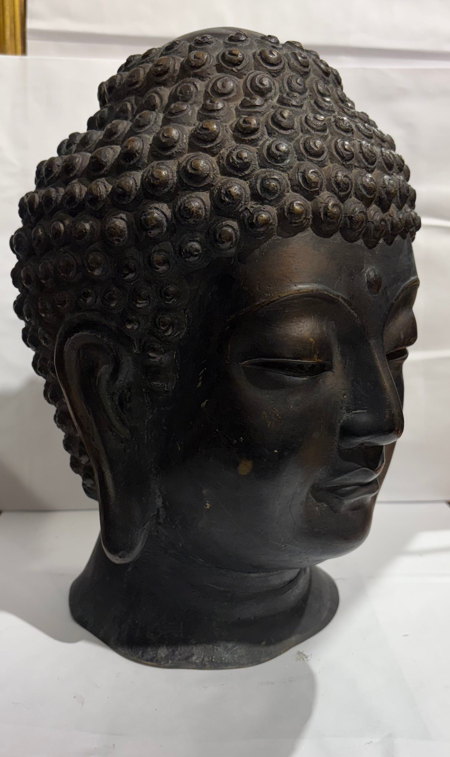 Bronze Tibetan Buddha Head sculpture 11 7/8”