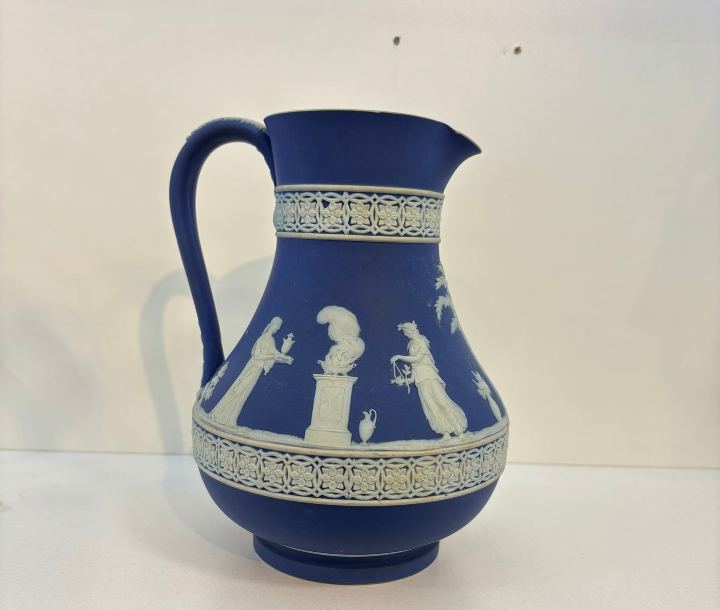 Royal Dark Blue Wedgwood Jasperware Dipped Water Pitcher