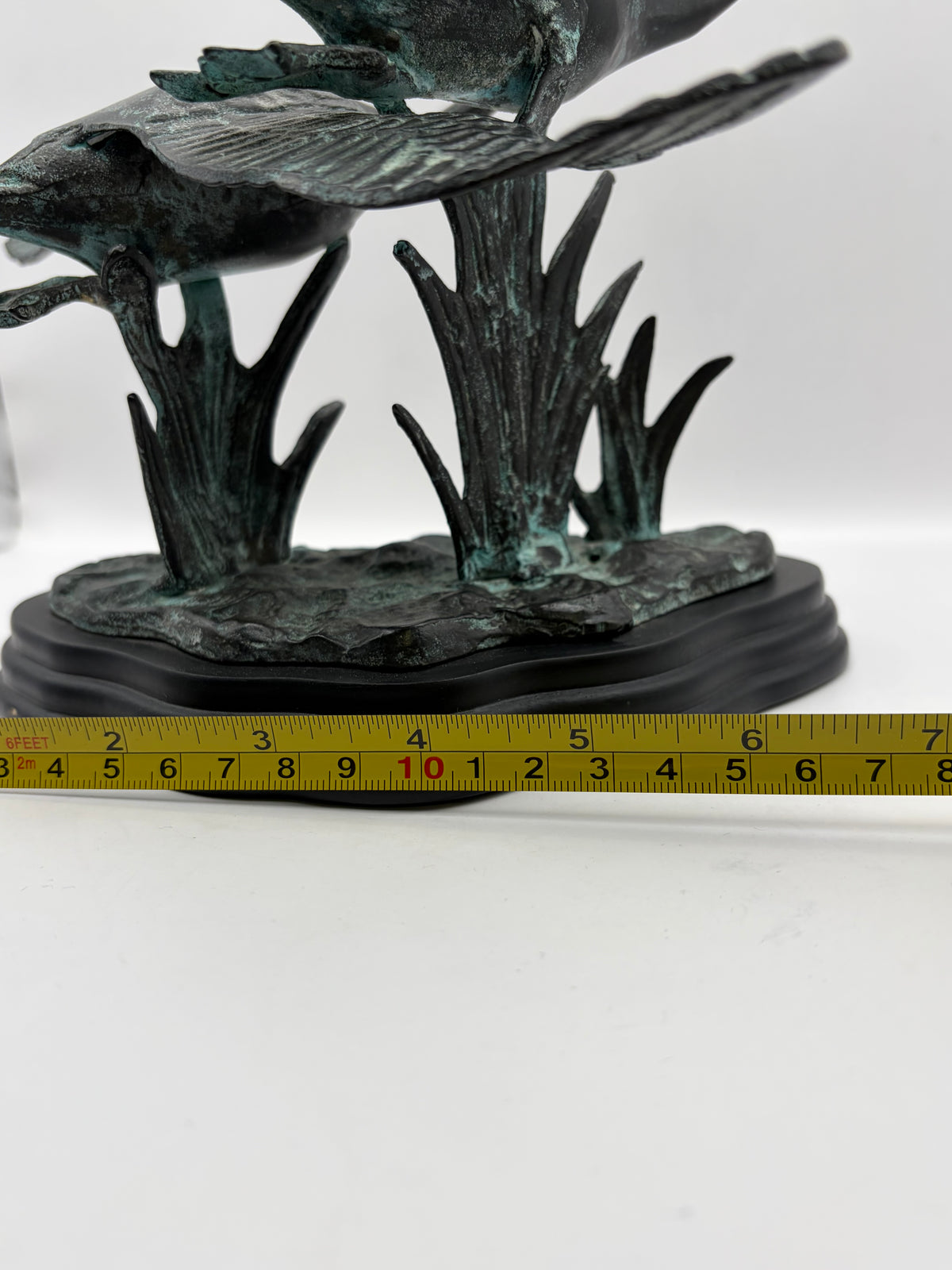 Beautiful Gatco Solid Brass Statue - 2 Birds Flying on Wood Base