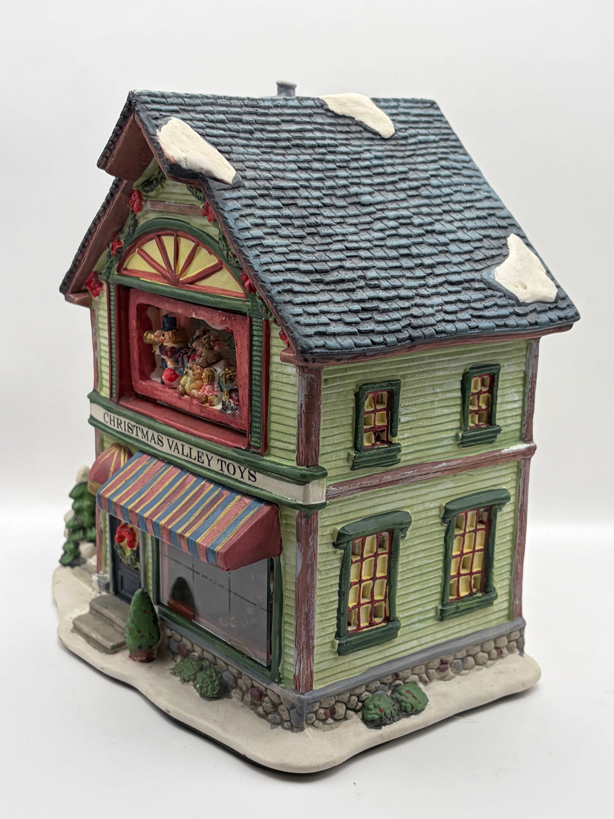 Ceramic Painted Christmas Holiday Village House Building Decor, 8in x 9in