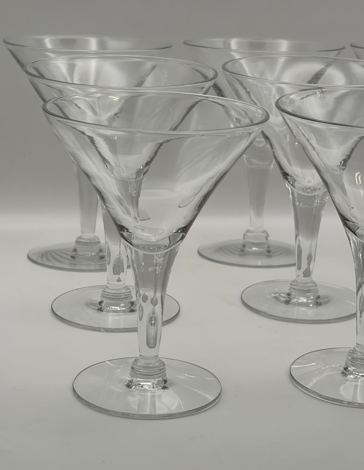 Set of 9 Clear Glass Martini Glasses Classic Tapered Round 5.5 in Tall