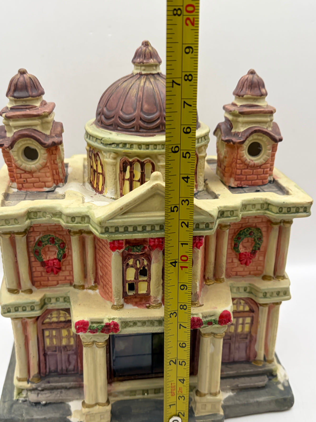 Ceramic Christmas Village House Building, Painted 3D Effect, Multicolor 8x6x4"
