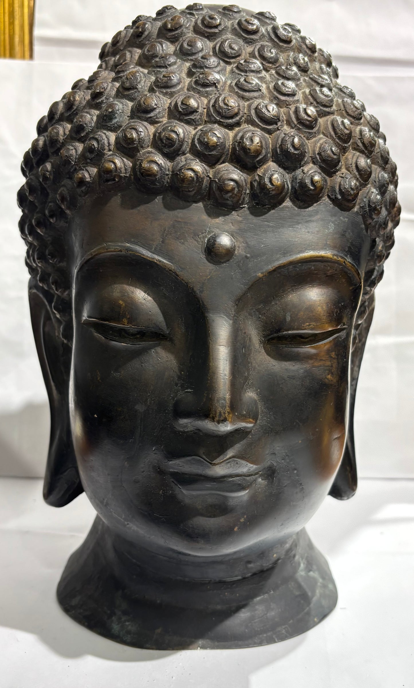 Bronze Tibetan Buddha Head sculpture 11 7/8”