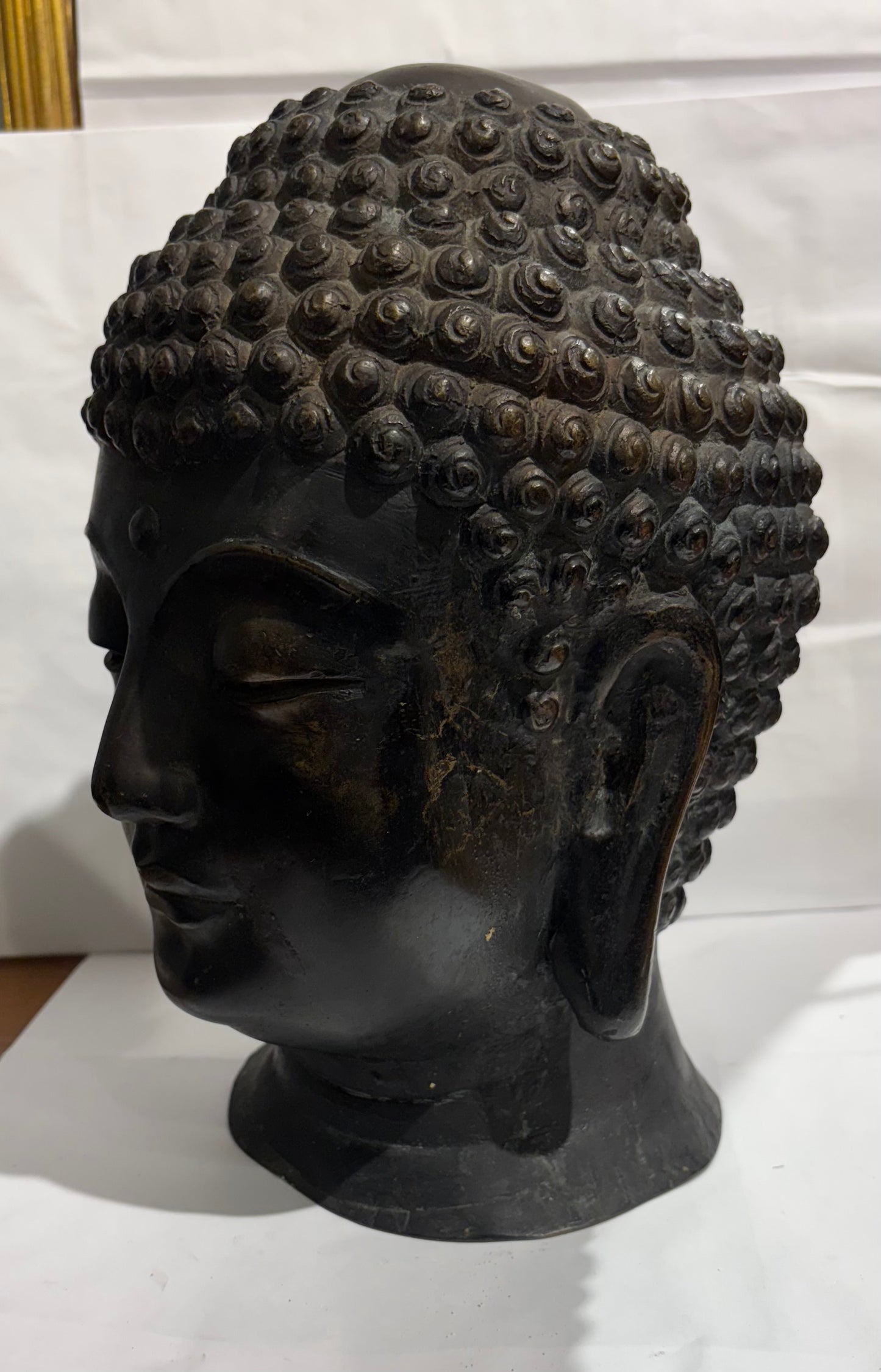 Bronze Tibetan Buddha Head sculpture 11 7/8”